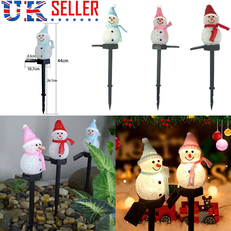 LED Solar Snowman Stake Light Outdoor Garden Pathway Lamp Christmas Decor Gift