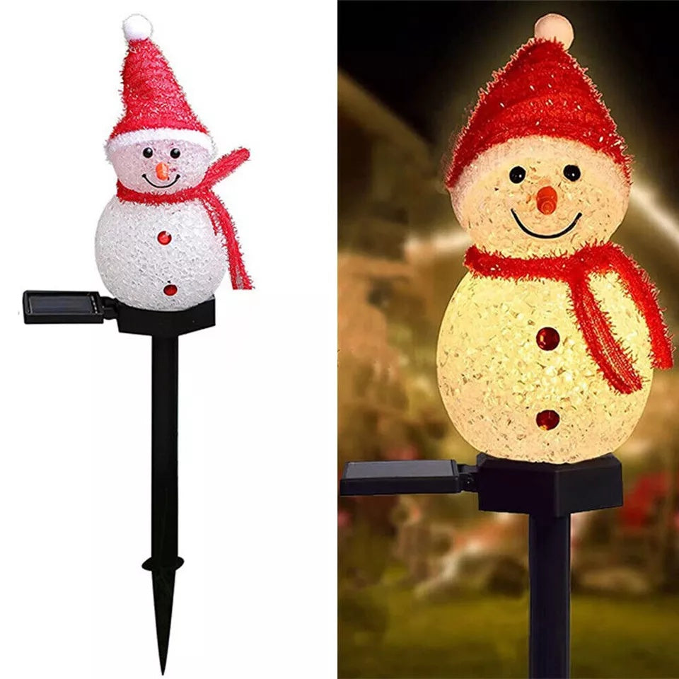 LED Solar Snowman Stake Light Outdoor Garden Pathway Lamp Christmas Decor Gift